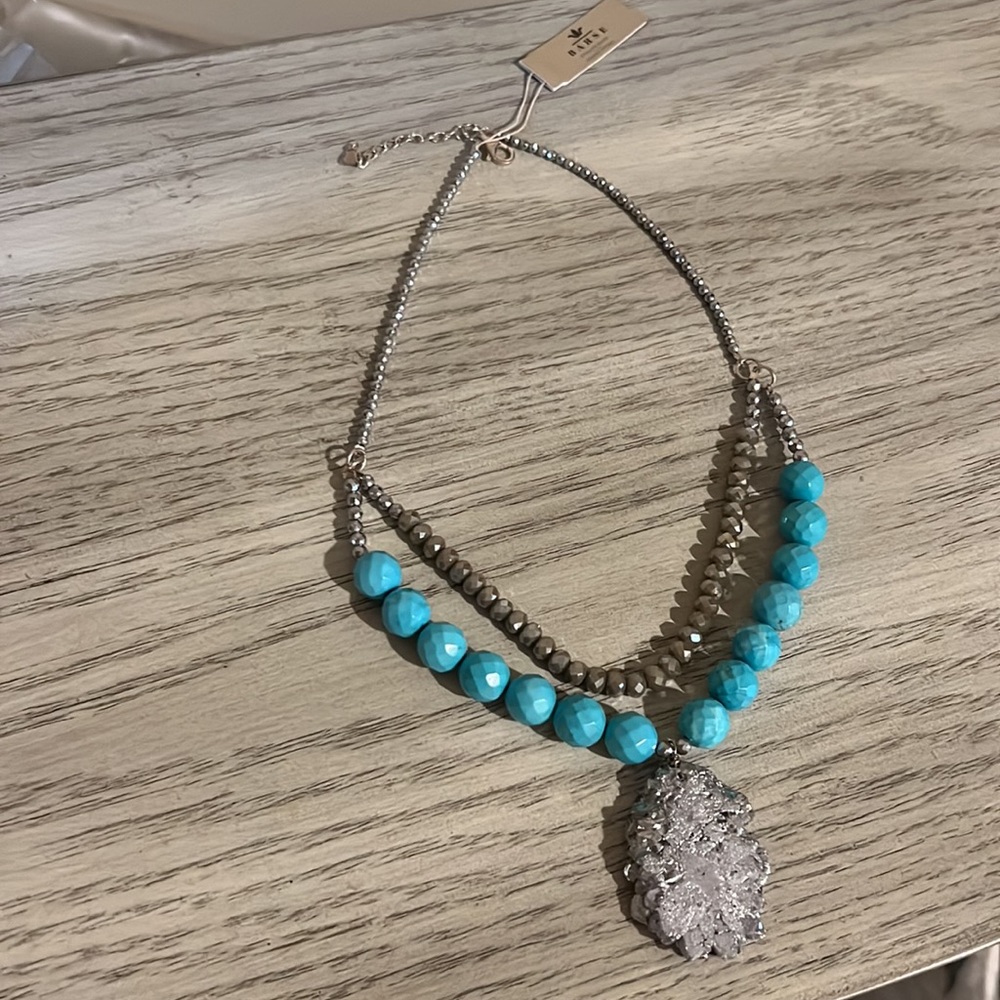 Barse Turquoise sterling silver genuine stones necklace - Picture 3 of 8
